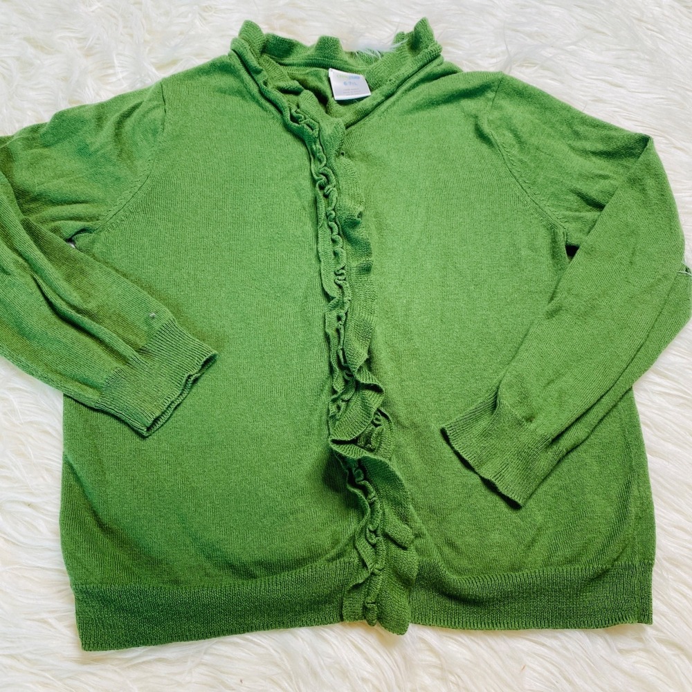 Crewcuts Sweater Girls Large 6-7 Cardigan‎ Ruffle Front Long Sleeve